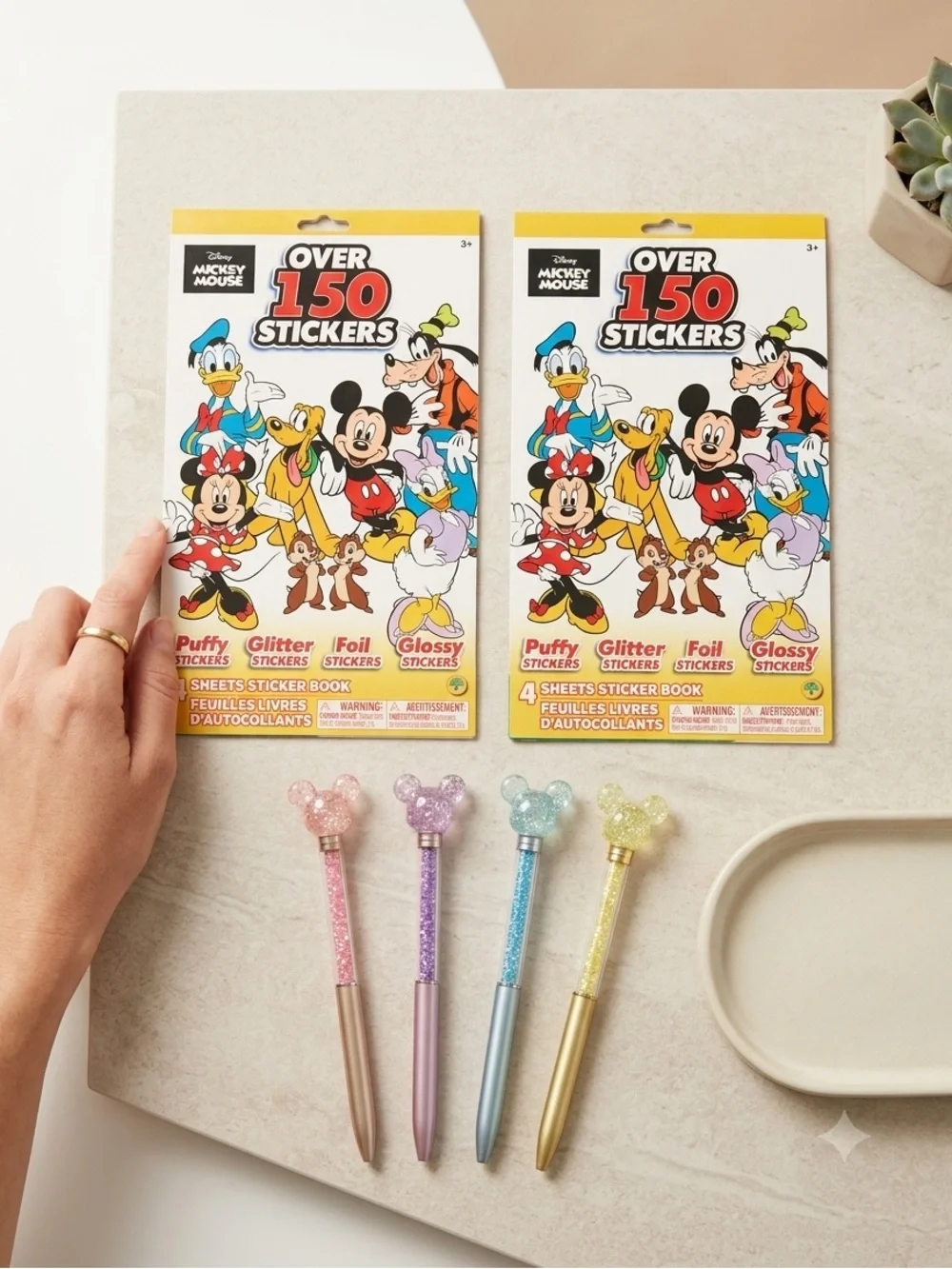 6 piece bundle Disney Mickey Mouse Over 300 Stickers 5 twist pens cute gift